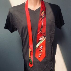 Hand Painted Silk Tie Red Green Pink Yellow